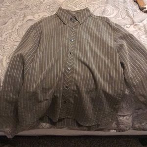 Green button up with stripes